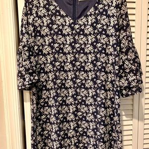Navy floral mid sleeve dress